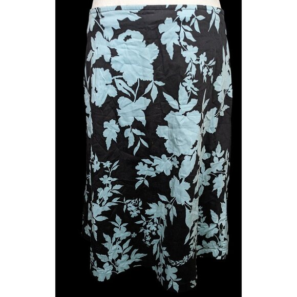 Jupe Newport News Fleurie Noir Et Blanc - Taille 6 - Lin Doublé - Neuf Sans étiquettes